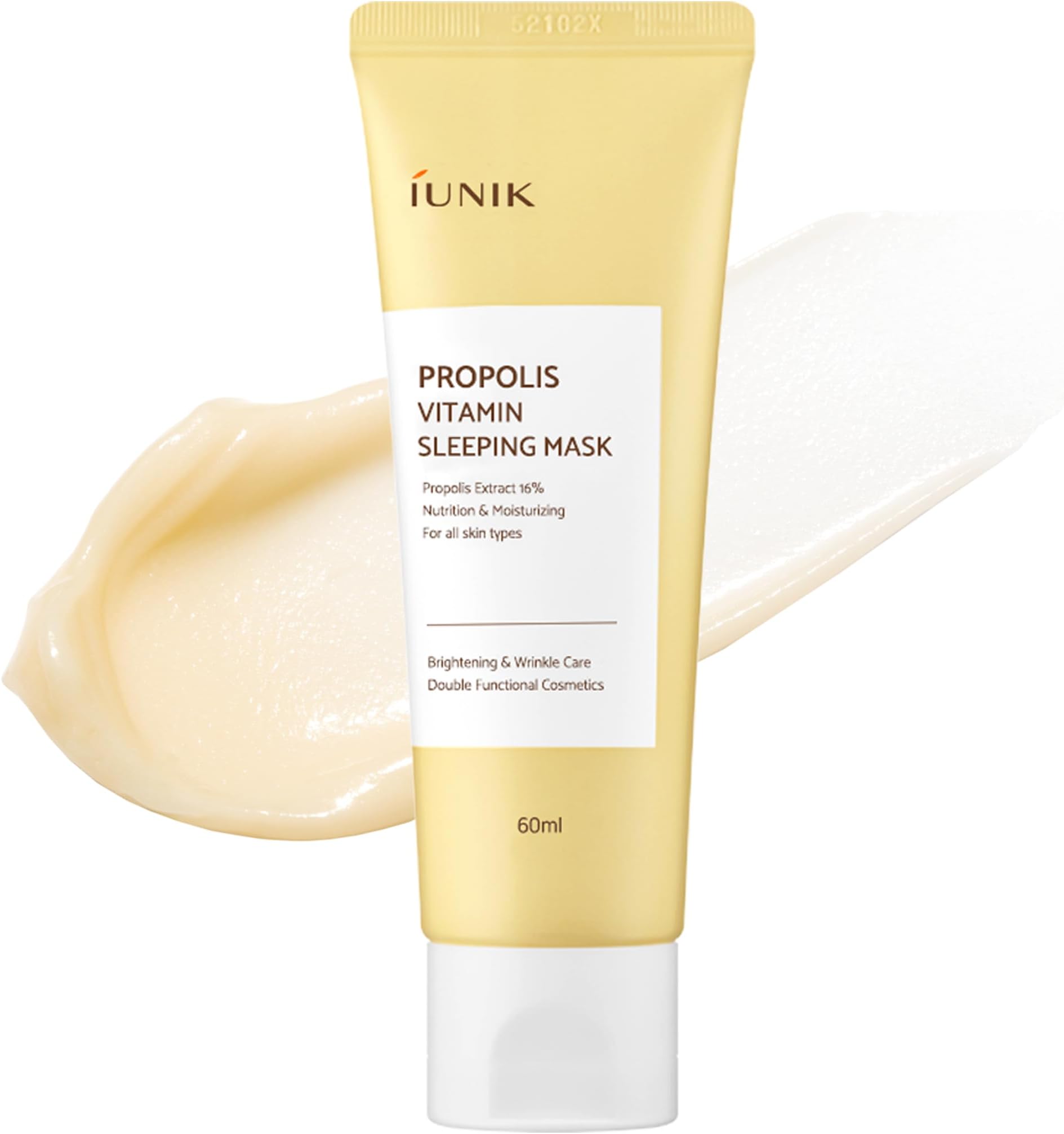 Propolis Vitamin Sleeping Mask – Propolis, Vitamin C & Centella Overnight Moisturizing Sleeping Mask for Radiant, Firm-Looking Skin, Korean Skincare, 60ml / 2.02 fl oz