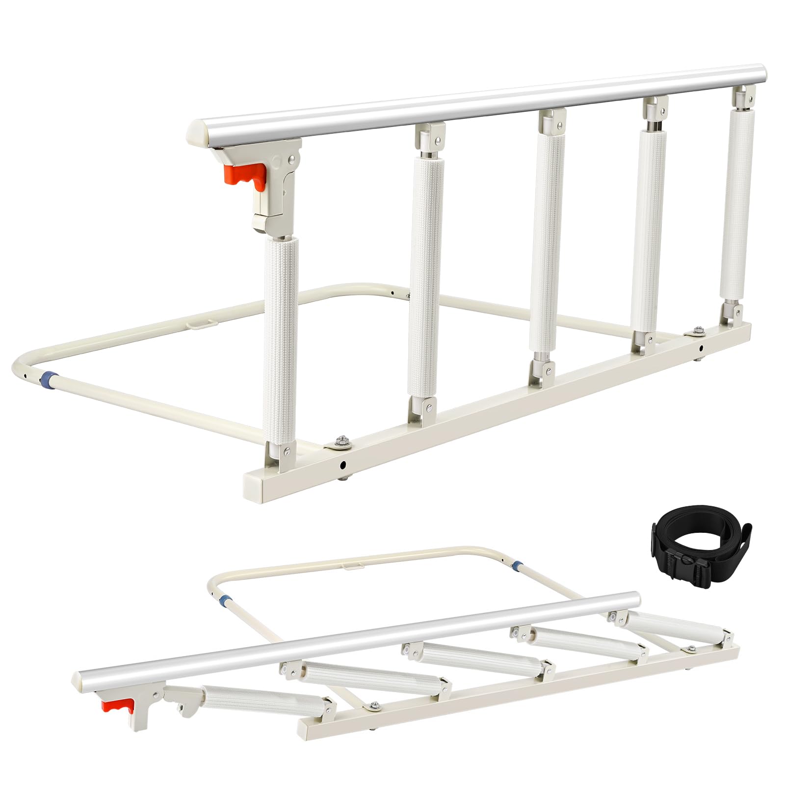 Barandilla Plegable de Seguridad,Barandilla de Cama,Rieles de Cama Plegable para Personas Mayores,Barandilla de Cama para Adultos Mayores Barandillas de protección para niños, 5 pilares