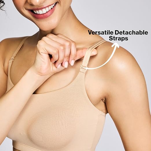 Buy NYKD (NYB165 Cotton Non Padded & Non Wired Full Coverage Slip On T-Shirt Bra for Women | Easy Breezy Soft Fabric with Hidden Shaper Sling for No Side Bulge & Detachable Strap - Sand at Ama