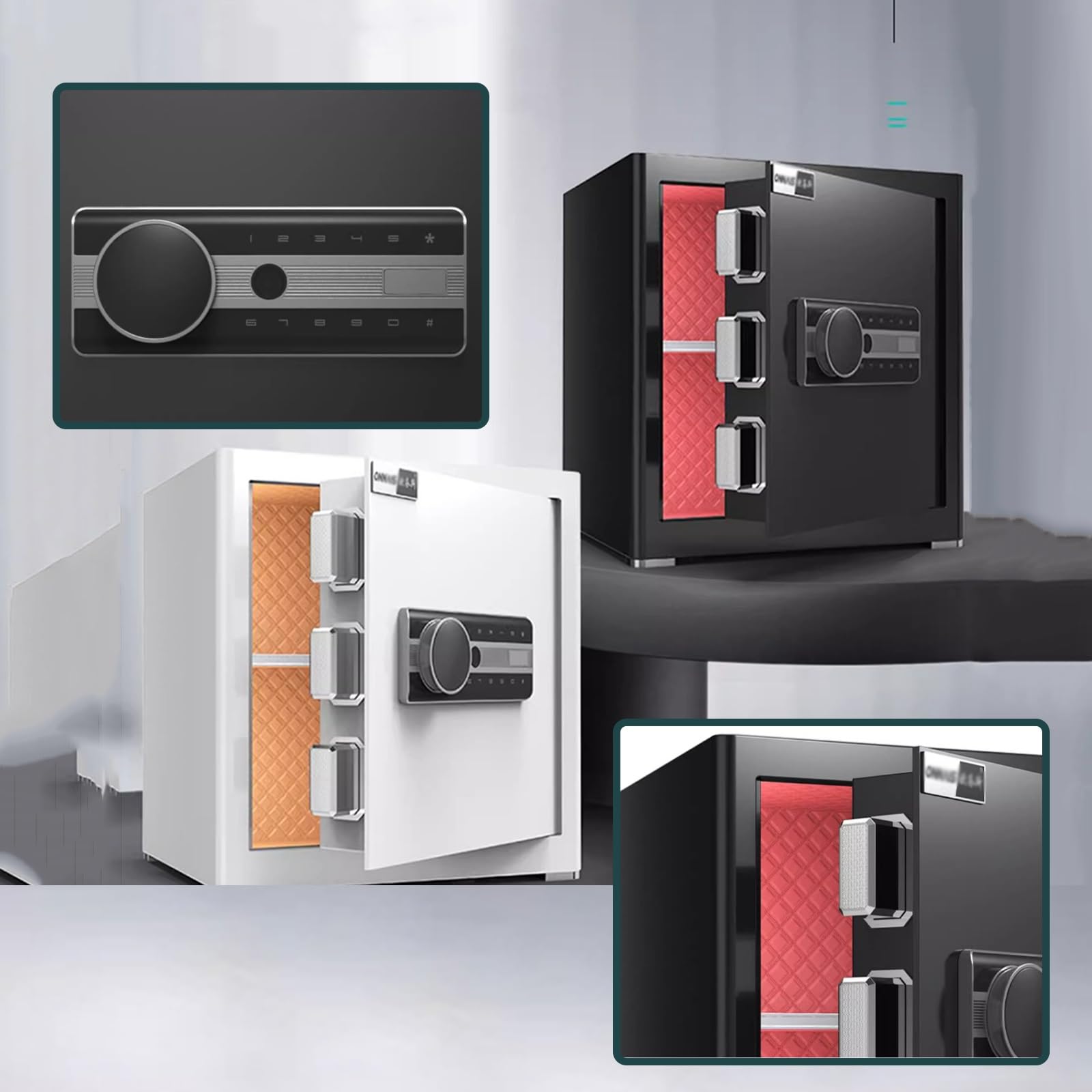Home Smart Safe, Cassaforte Antifurto con Impronta Digitale E Password per Camera da Letto, Soggiorno 40 Cm/45 Cm(Weiß,40CM)