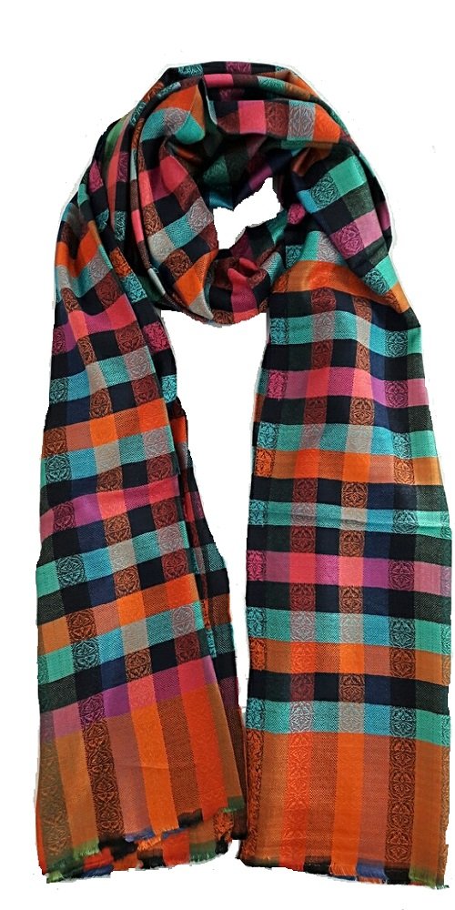 non branded Soft Luxurious Pure Viscose Fancy Multicolour Checks Design Reversible Stole-picture-45