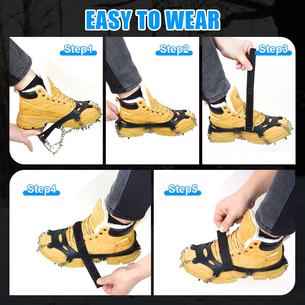 Crampons 18 Dents Gripper à Glace Spike Pour Chaussures Anti-dérapage