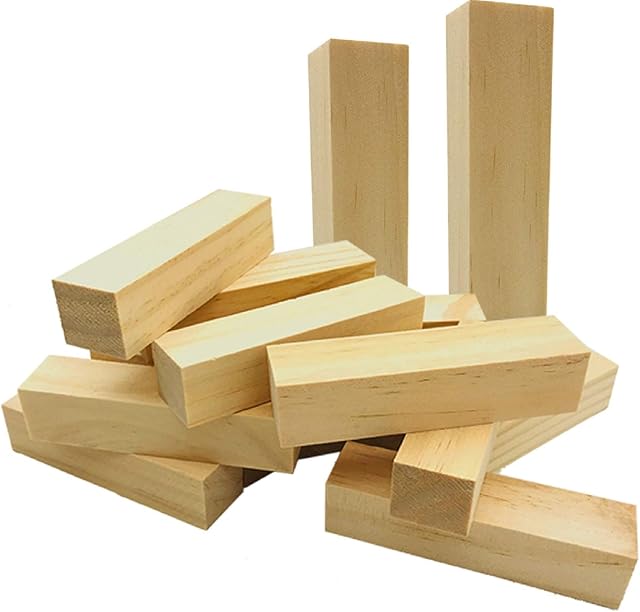 Fycooler Basswood Whittlers Carving Blocks,Wood Carving/Whittling Kit,Unfinished Wood Blocks for Wood Carving, DIY Carving Wood for Wood Carving Hobby Whittler Art Sculpturing Craft 10x2.5x2.5cm-14Pcs
