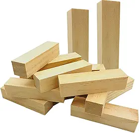 Kit de blocos de escultura em madeira de tília inacabada, blocos retangulares de madeira para entalhar madeira, artesanato e talhar para adultos iniciantes e especialistas - 10 x 2,5 x 2,5 cm