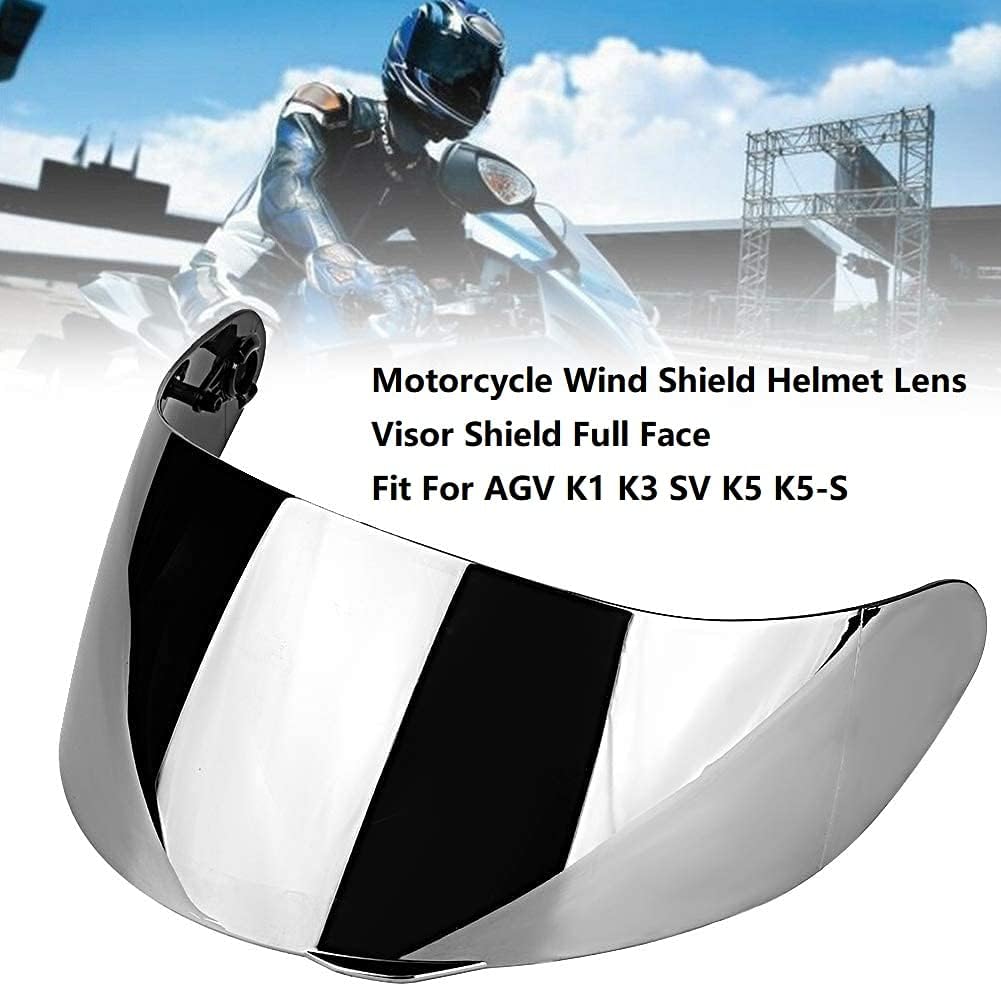 for agv helmet visor k1 Gorgeri Motorcycle Wind Shield Helmet Lens Visor Shield Full Face Fit For AGV K1 K3SV K5(Silver plated)