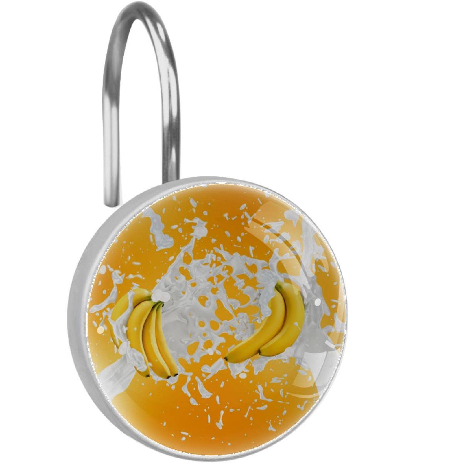 Crochets rideau de douche inox anti-blocage lot de 12 anneaux orange laiteux contre la rouille