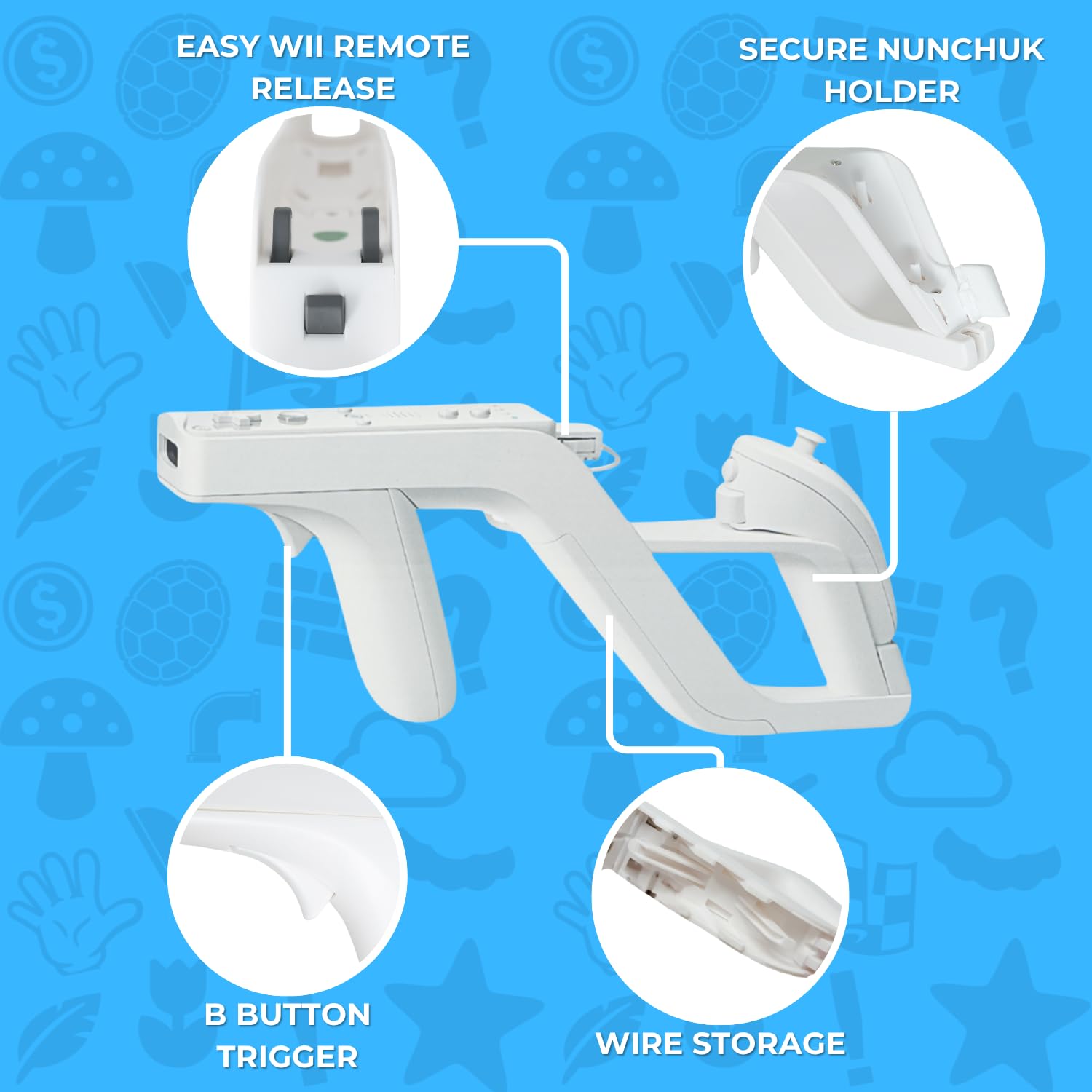 Old Skool Zapper GUN compatible with Nintendo Wii/Wii U Wireless Remote Controller Game