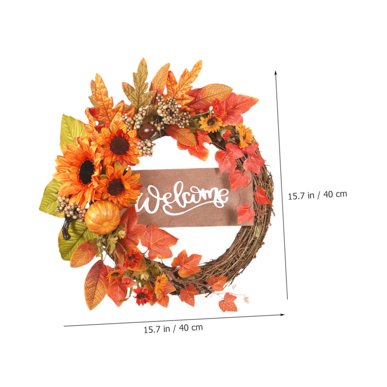 Sonnenblumen Herbstkranz für Türdekoration, Orange