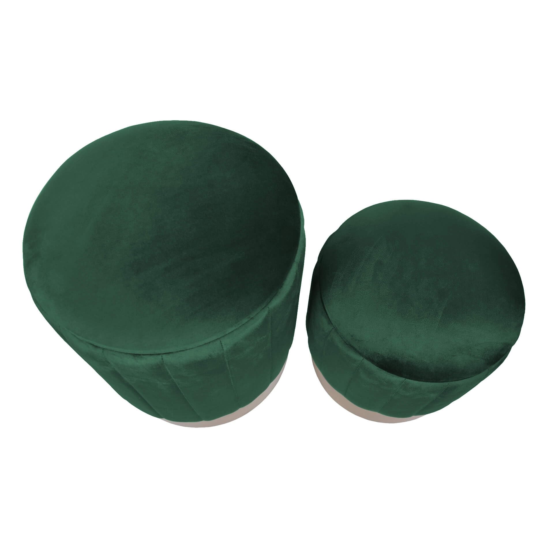 Rebecca Mobili Lot de 2 Poufs en Velours, Tabouret, Vert, MDF Fer, avec Rangement, pour Salon Chambre À Coucher - Dimensions HxLxP : 44 x 35 x 35 cm - Art. RE6834