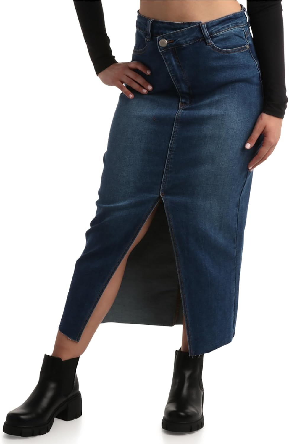 dollhouse Women’s Skirt – Casual Denim Skirt with Pockets – Mini or Maxi Jean Skirt for Women (1-13)