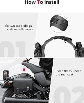 KEMIMOTO Motorcycle Saddlebags Leather Side Bags 12L Compatible with Sportster 883 1200 Softail Low Rider S Cruiser Dyna V-star Shadow Vulcan Rebel