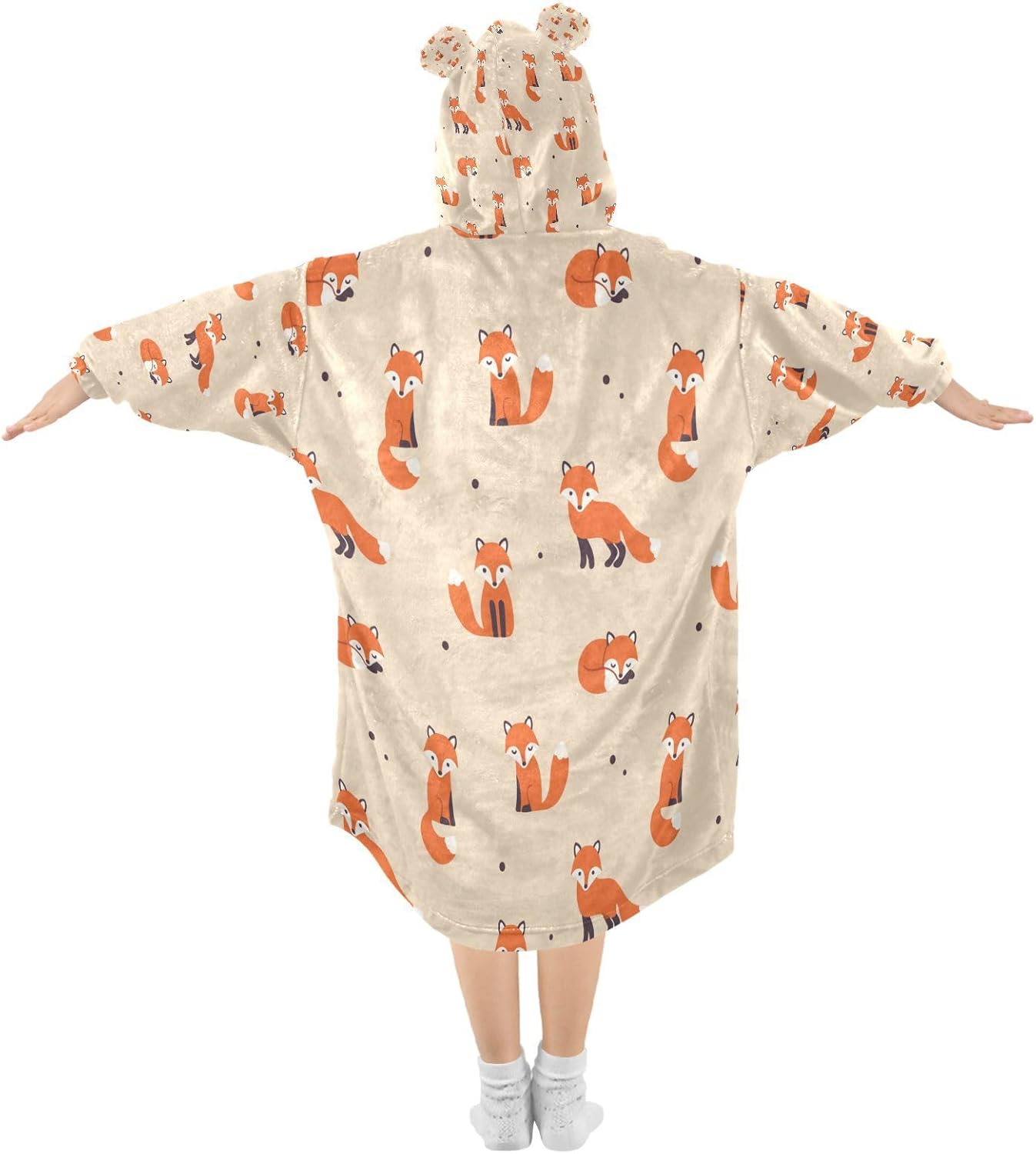 YETTASBIN Fox Wearable Blanket Hoodie for Kids, Oversized Soft Cozy Flannel Sweatshirt Blanket with Pocket - Image 2