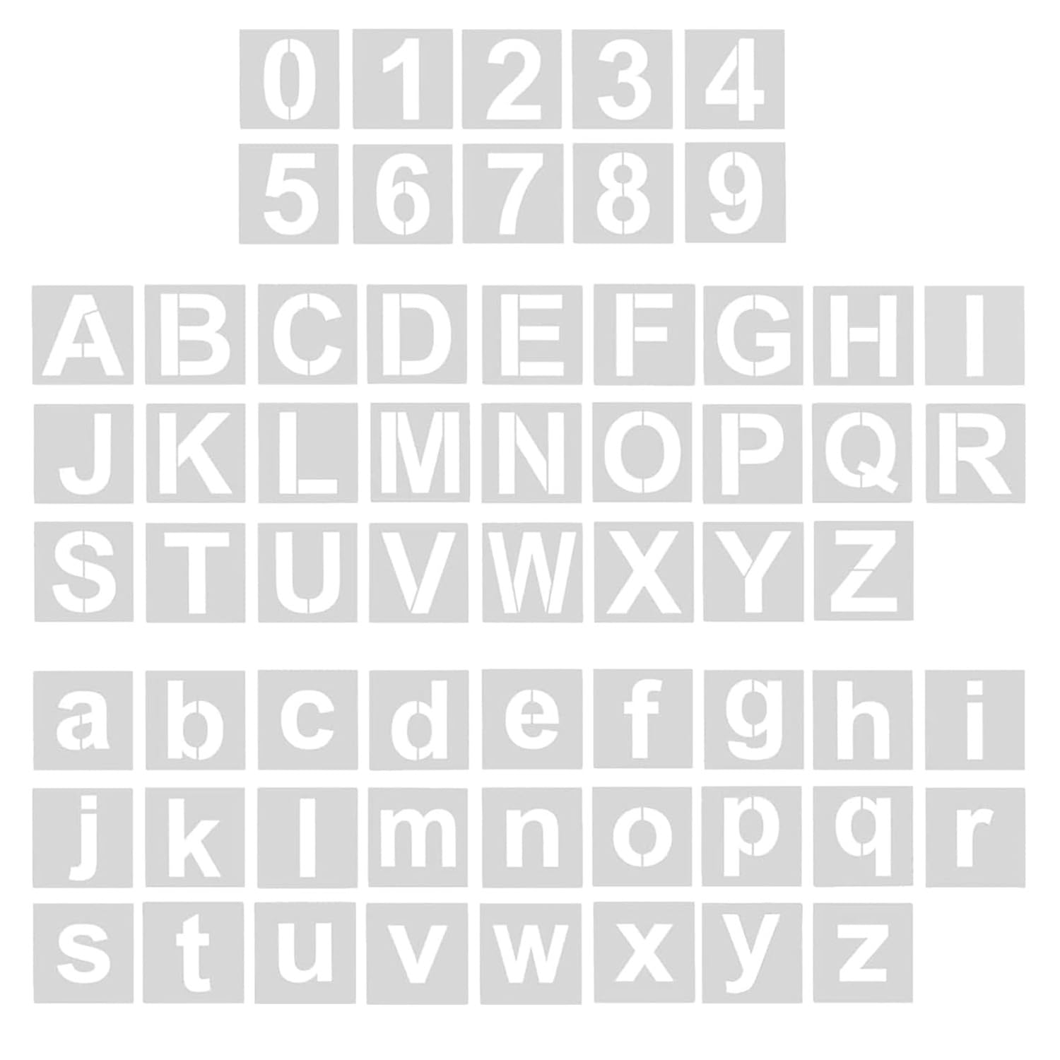 Wellrun 62 Pcs Letter Stencils,3 Inch Alphabet Number Stencils, Washable Reusable Plastic Letter Number Templates for Painting on Wood,Wall,Fabric,Craft DIY Drawing,Signage & Chalkboard Art