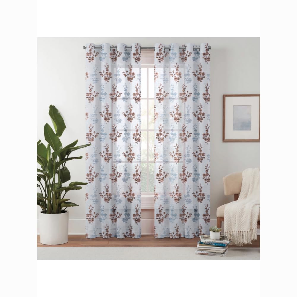 URBAN MAGIC Polyester 5Ft Sheer Curtains - Brown, Size - 152x116, Pack of 1