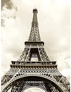Wee Blue Coo Eiffel Tower Sepia Paris France Iconic Art Large Art Print Poster Wall Decor 18x24 inch