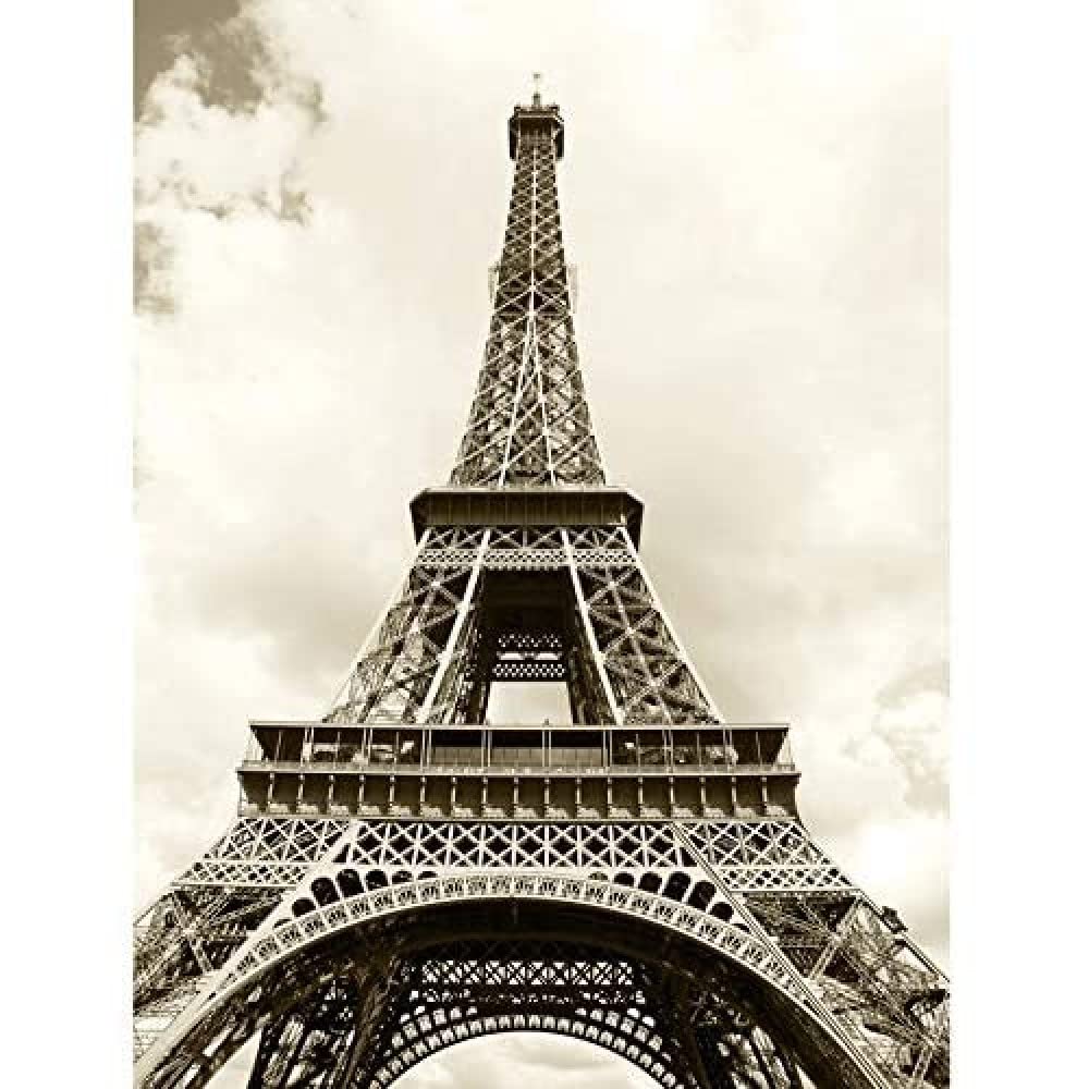 Wee Blue Coo Eiffel Tower Sepia Paris France Iconic Art Large Art Print Poster Wall Decor 18x24 inch
