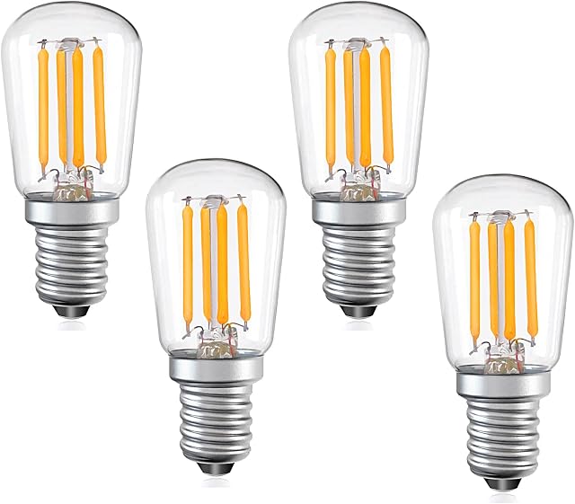 Bonlux E14 2.5W Led Fridge Light Bulb Warm White 2700K SES Small Edison Screw Pygmy Bulbs 25W Incandescent Bulb Equivalent Non-dimmable AC 200-240V 4 Pack