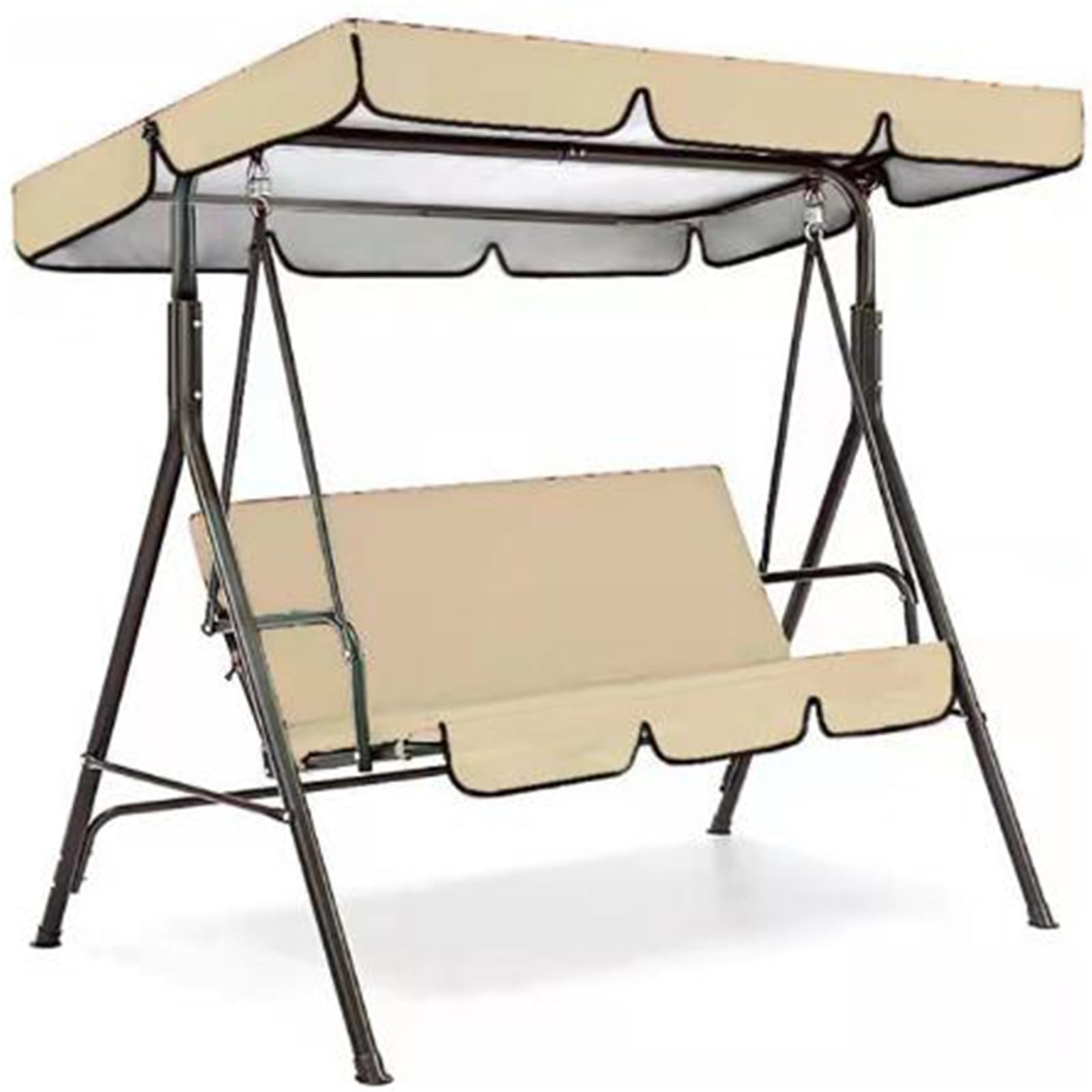 Swing Canopy Replacement Cover and Swing Cushion Cover, 2/3 Seat 210D Thickened Oxford Waterproof, for Porch Patio Garden Seat(Beige,3 Seater:77x49x6in)