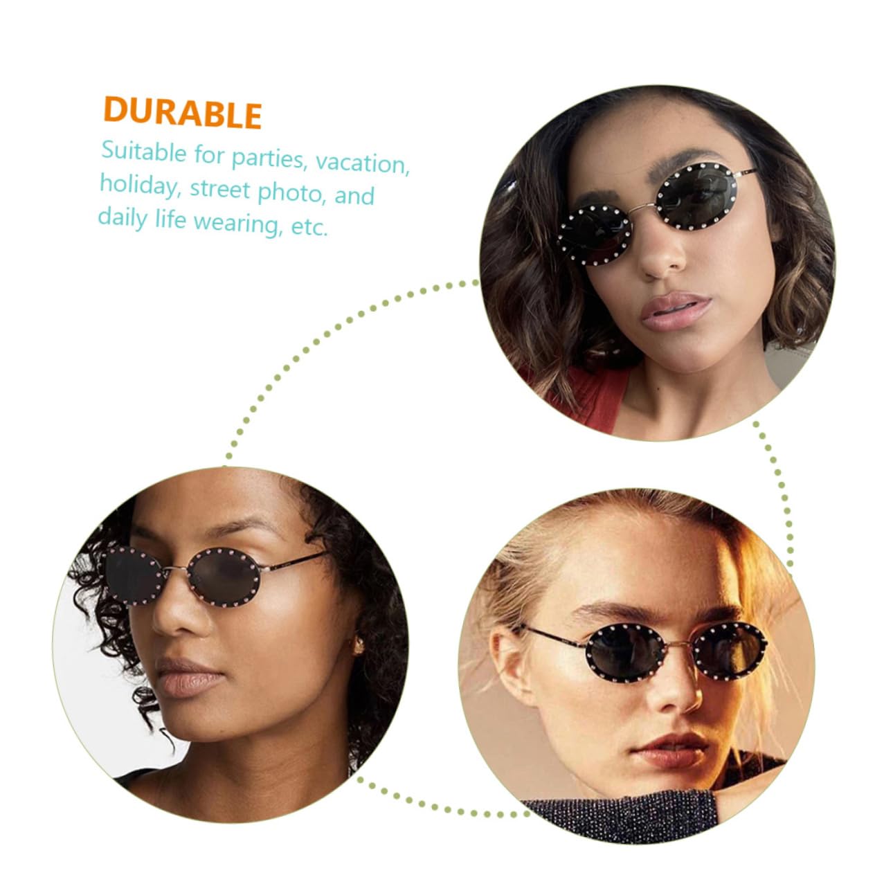 Healvian 4 Pezzi Occhiali Sole Retro Ovali con Montatura Chic per Uv per Speciali