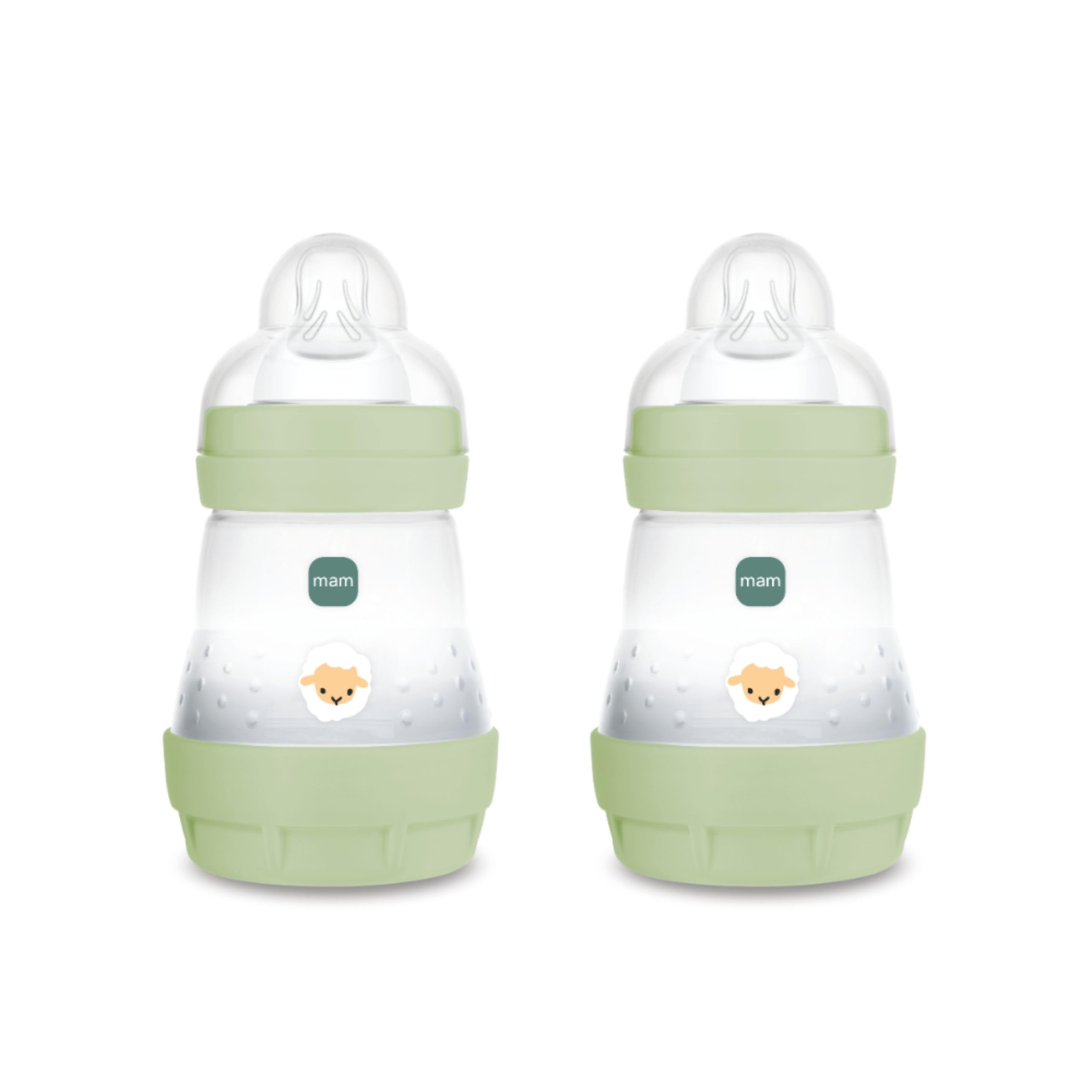 MAM Biberon Easy Start 160 ml (Set da 2), Kit da 2 biberon anticolica per allattamento misto che riduce le bolle d'aria e il rischio di coliche, Accessori neonati con tettarella misura 1, Verde