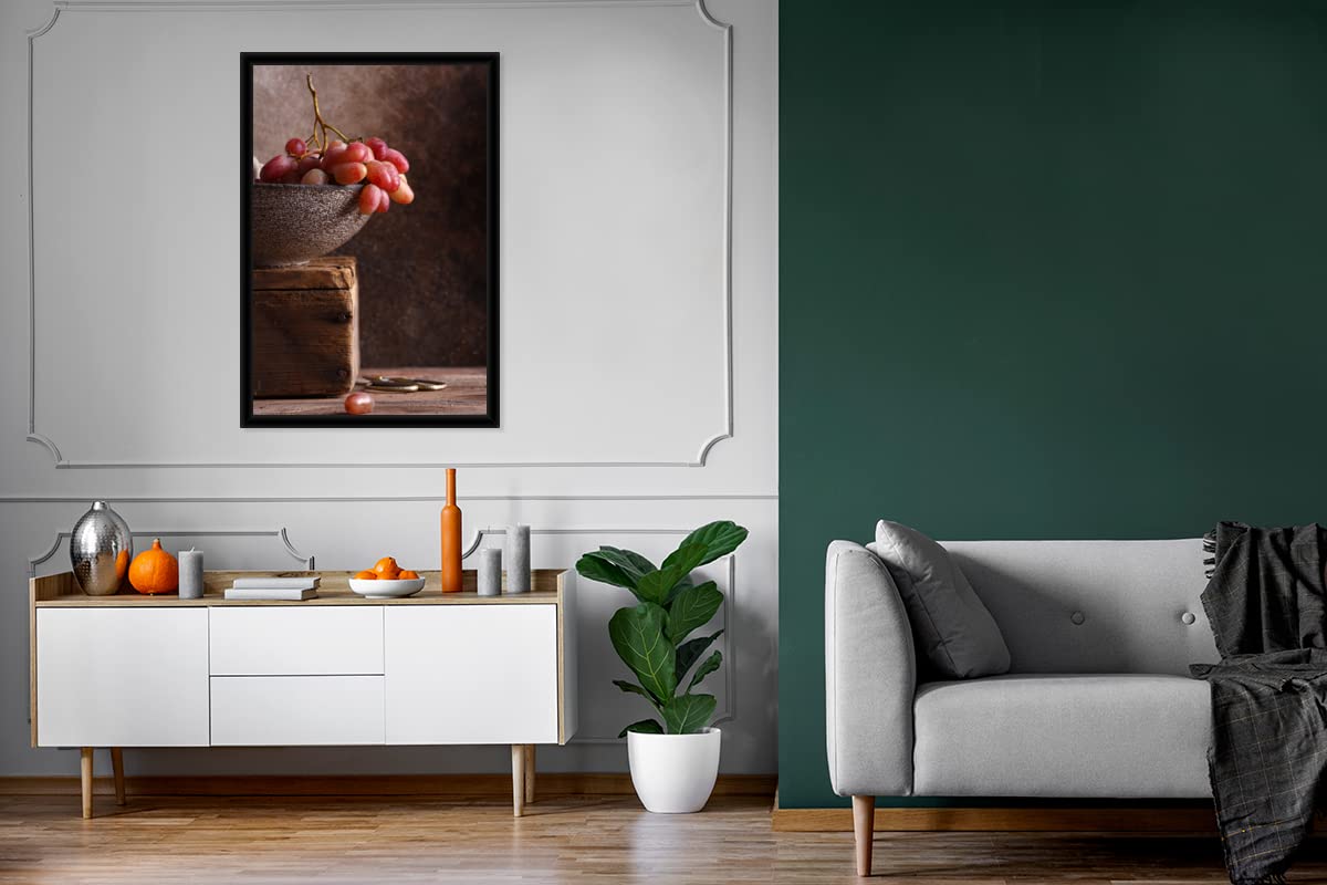 MuchoWow Poster Bilder Wanddeko Deko Wohnzimmer 80x120 cm Rustikal - Weintrauben - Schale - Stilleben - Obst