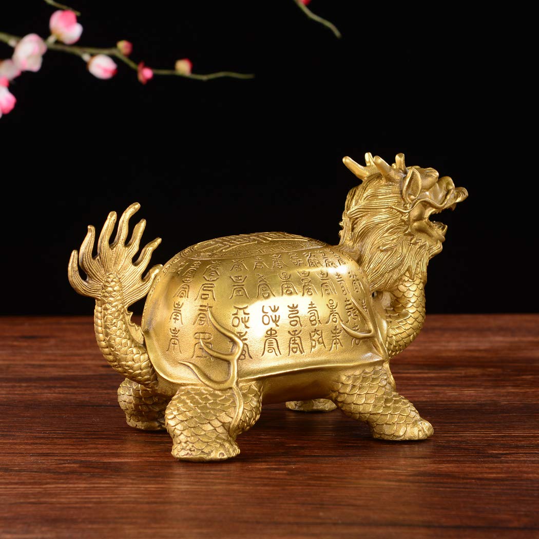 Amazon.co.jp: 4.7インチ 風水 真鍮 ドラゴン 亀 長寿 不妊 亀 像