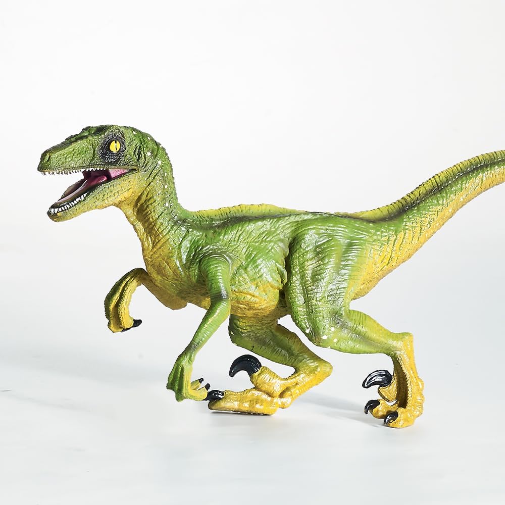 JR PARK Large Dinosaur Toy, 15.6 inch Velociraptor Figure, Realistic with Movable Jaw, Educational Model, Perfect for Collectors, Dinosaur Fans, Birthday Gift