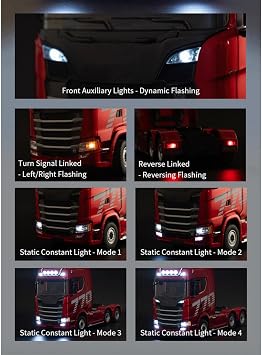 1501 770S V8 1/18 RC Semi Truck and Trailer, 2.4G RWD 6x4 Heavy Duty Tractor Truck, Remote Control Semi-truck with Lights, Gift -RTR