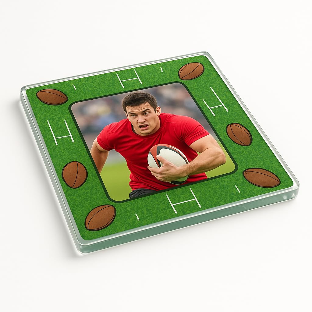 Acrylic Coaster Gift with Rugby Reverie Design - Sport Enthusiast's Home Accent for Memorable Rugby Moments Display