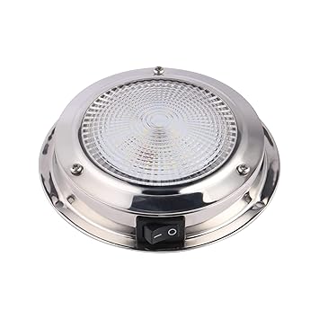 Marine Dome Light LED Boat Cabin Lights White with Switch Stainless Steel Surface Mount 12 Volts ( 3.6 Inches)