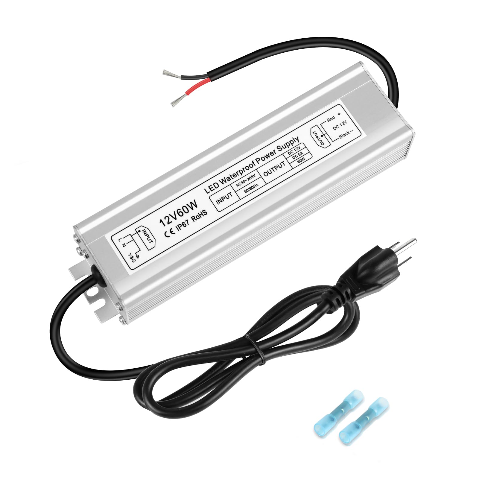 12V 60W LED Power Supply, IP67 Waterproof LED Driver, Low Voltage