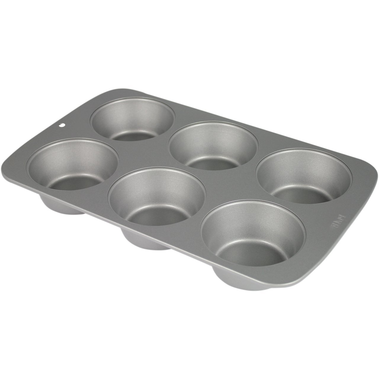 PME CSB109 patelnia do muffinek ze stali węglowej, nieprzywierająca, 6 dużych filiżanek, szara