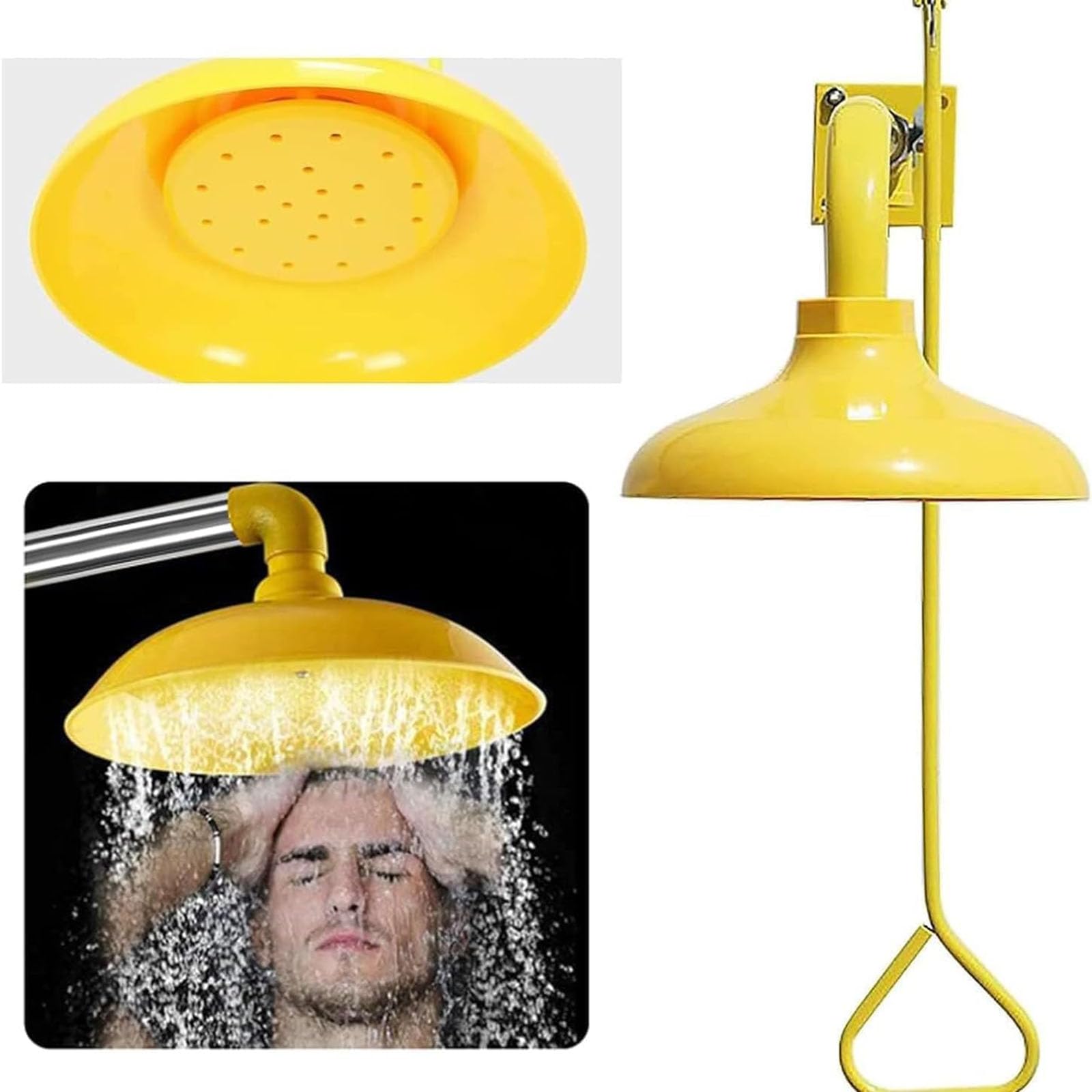 Ducha de emergencia y estación de lavado de ojos, de acero inoxidable montado en la pared con revestimiento anticorrosión ABS, grandes agujeros de ducha para plantas químicas, fábricas, escuelas