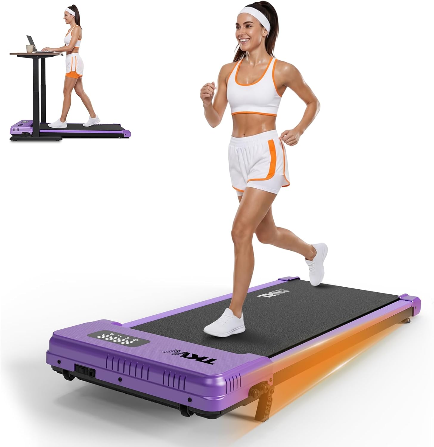Walking Pad Treadmill with Incline,3 in 1 Under Desk Treadmill with Vibration Plates for Home Small,300lbs Capacity Portable Walking Vibration Pad Treadmill with Handle Bar,Desk and Remote