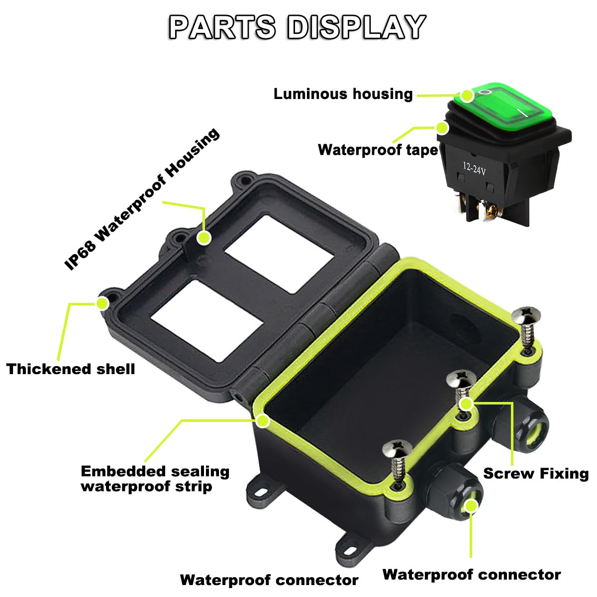 ごっP Amazon.co.jp: MKBKLLJY IP68 防水インライン コード スイッチ DPST DC