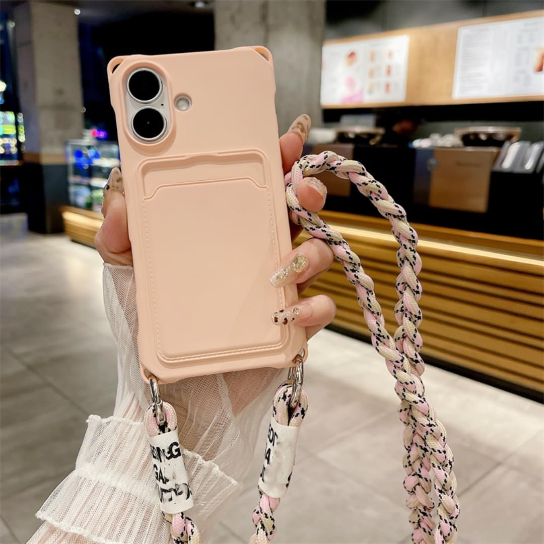 Do iPhone'a 14 Pro, naszyjnika typu crossbody, smyczy, etui na telefon, silikonowej, miękkiej TPU, tylnej obudowy (do iPhone'a 14 Pro/różowej)
