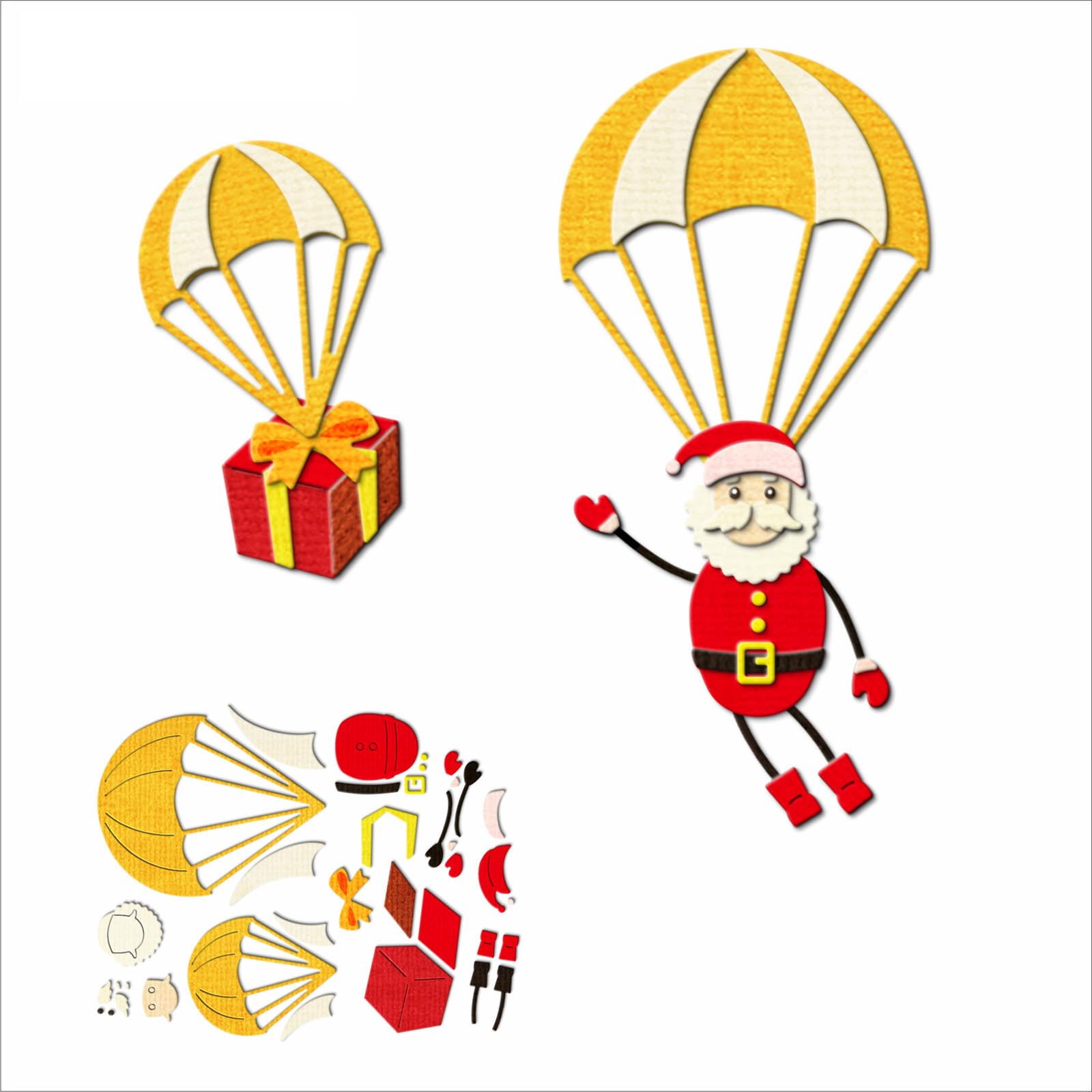 XMZZMX Santa Claus Parachute Gift Metal Cutting Dies for Card Making, Paper Embossing Die-Cuts Kit Storage Pockets Supplies, Scrapbooking Stencils