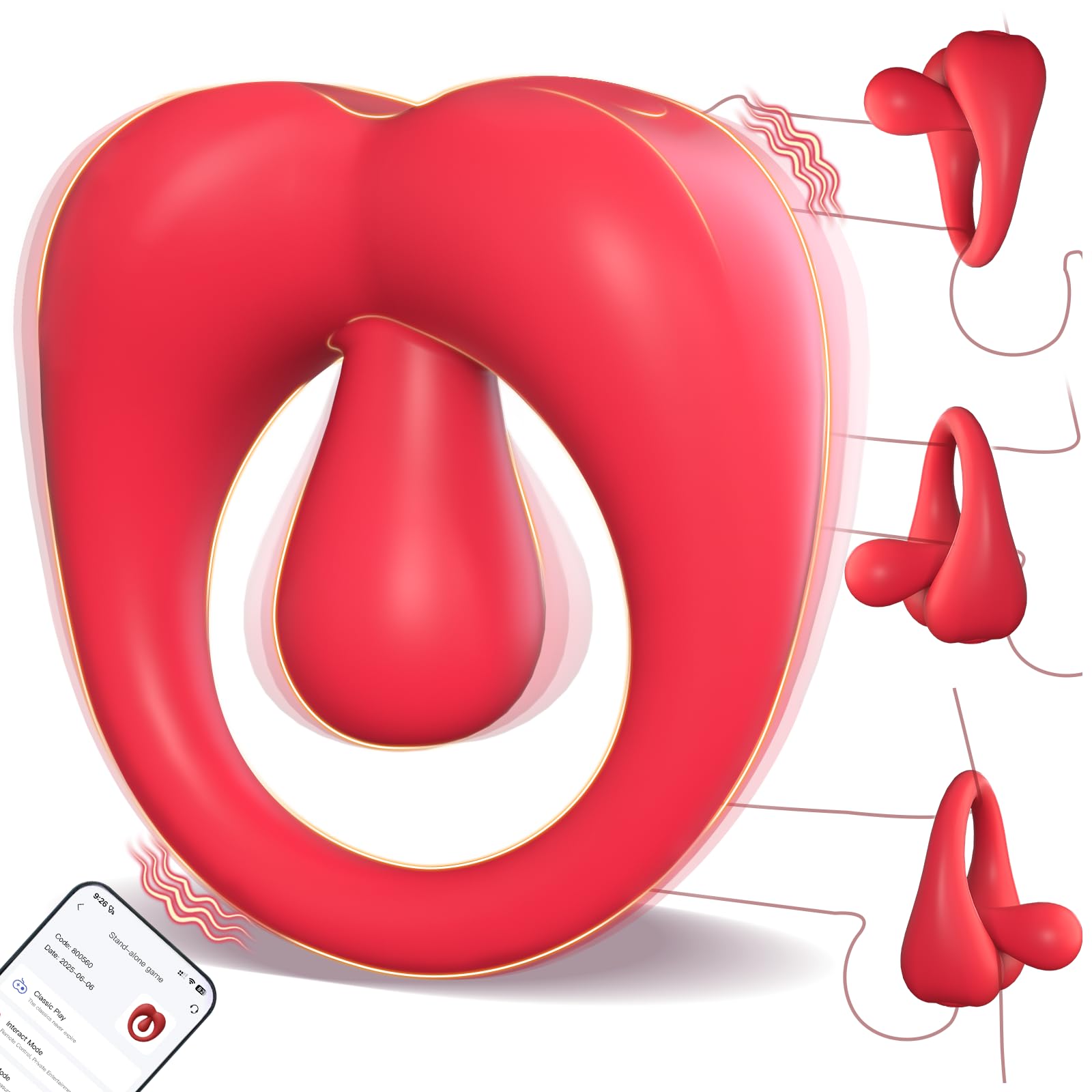Vibrating Cock Ring with 360 Adjustable Tongue Clitoral Taint Testicle Stimulator Male Pleasure Penis Ring Vibrator Couples Adult