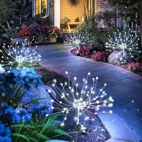 Anordsem Solar Gartendeko für Außen Wetterfest: Garten Solarleuchten für Aussen Gartenleuchten - LED Feuerwerk Outdoor Beleuchtung für Balkon...