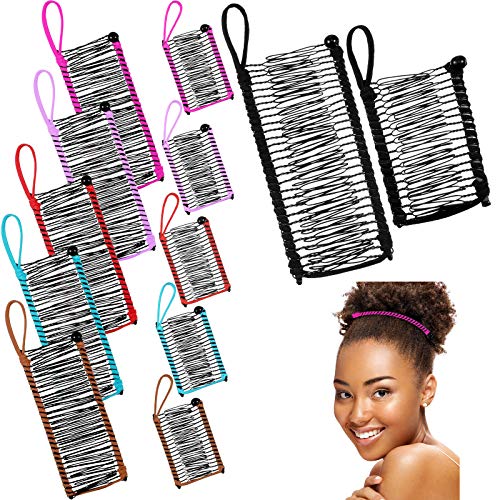 12 Pieces Large Stretch Banana Clip for Thick Curly Hair Small Vintage Banana Clip Comb Clincher Comb Hair Accessory Ponytail Holder Hair Clip for Women Girls, 20 Teeth and 30 Teeth Style