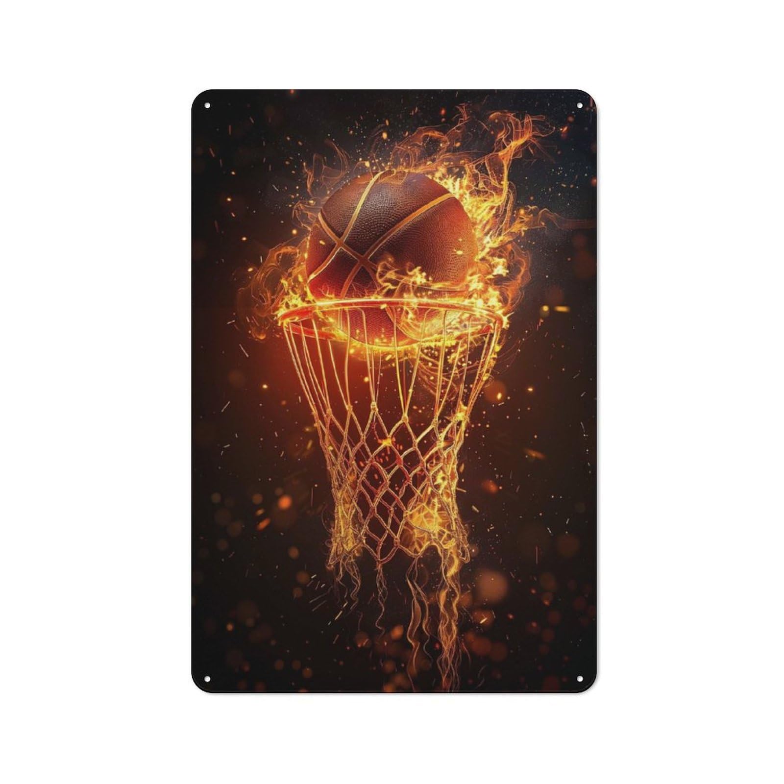 Junmoney Basketball Colorful Metal Wall Sign 30X20cm Featuring For Café Or Restaurant, A Decorative Metal Sign For Cafés And Restaurants