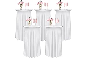 5 Packs Round Spandex Cocktail Table Covers with Skirt Tablecloths