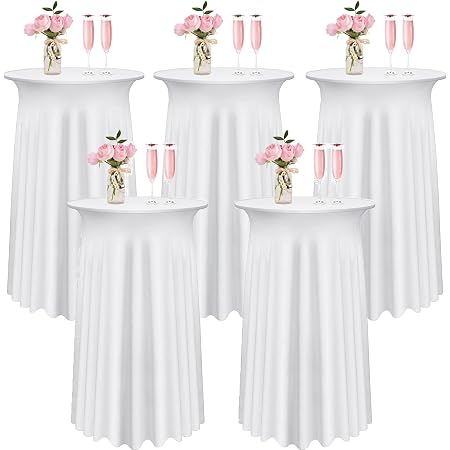 Amazon.com: WJWHQ 5 Packs Round Spandex Cocktail Tablecloths with Skirt ...