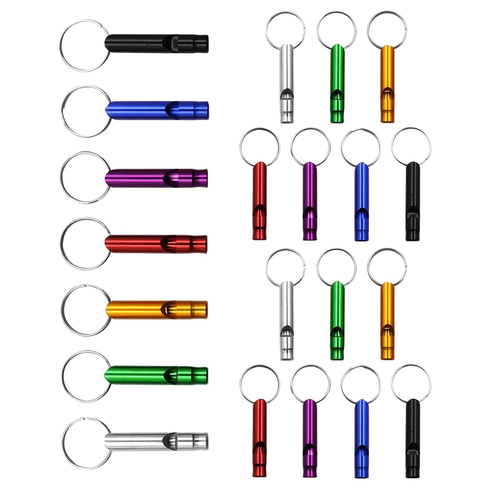 XINTANGXIA 21 Pieces Aluminum Emergency Whistles Safety Survival Whistle Extra Loud Whistles for Hiking Camping Training Outdoors Sports Multiple Colors