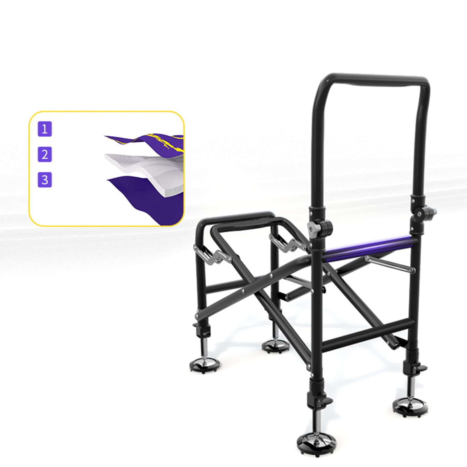 Chaise de Pêche Pliable Chaise de Camping Réglable en Hauteur