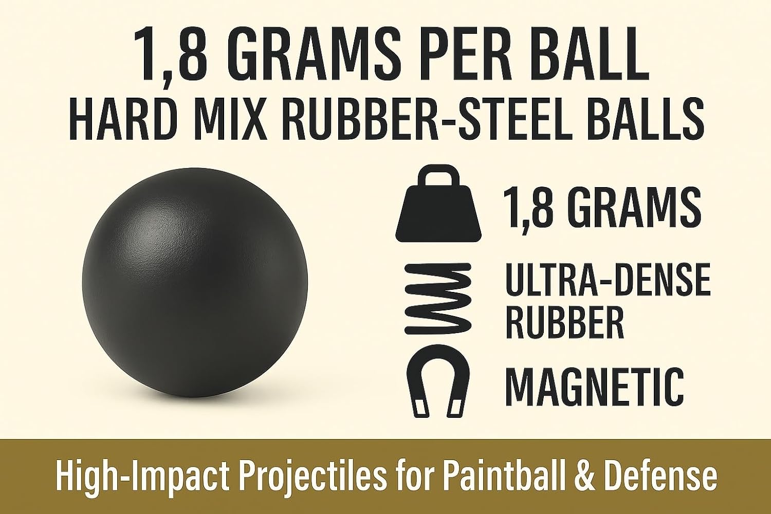 100x Premium Quality Hard Mix Rubber Steel Balls Paintballs Reballs Powerballs for Self Home Defense Training and Shooting in 43 Caliber