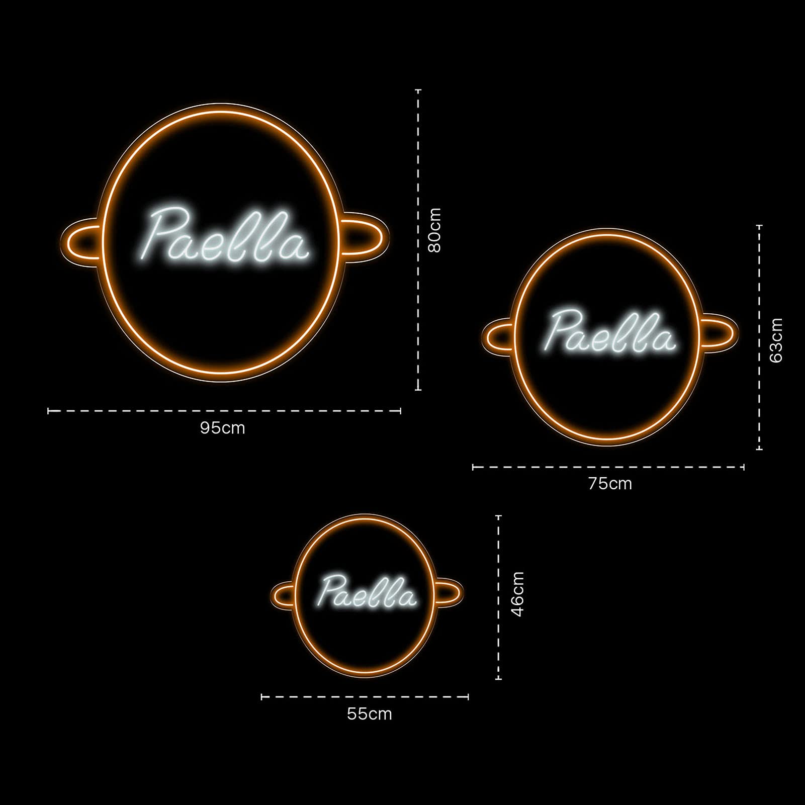 Neon Luces Pared Carteles Letrero Comida Restaurante Feliz -55cm - Personalizable - Multi modelos para elegir - Con Mando a la Distancia- Interior (Neón para Restaurante "Paella")