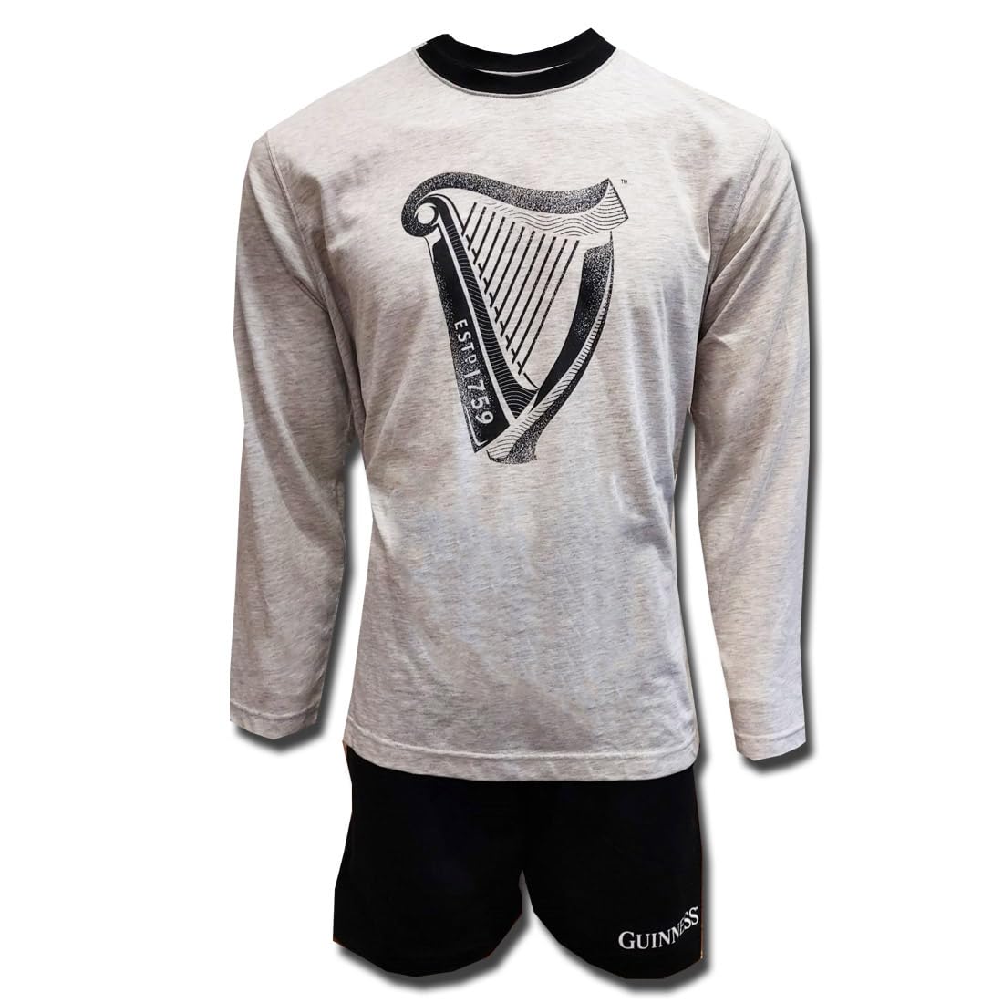 Traditional Craft Limited Unisex Grey Guinness Harp And Black Pyjama Set (Uk, Alpha, Xxl, Regular, Regular)