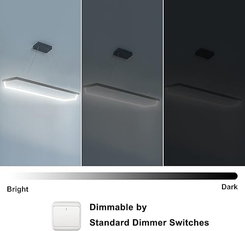 Miniatura 3 de WELAKI 2 lámparas colgantes lineales, luces colgantes regulables, isla de cocina, moderna lámpara de comedor de 39.37 pulgadas, iluminación colgante