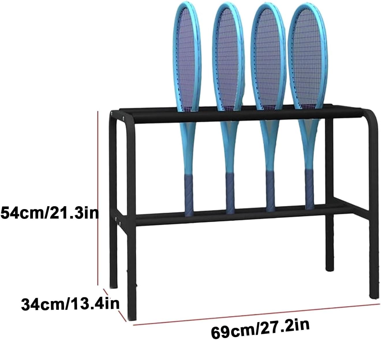 Soporte Metálico para Raquetas De Tenis - Estante De Almacenamiento De Gran Capacidad para Raquetas De Tenis, Pádel Y Bádminton - Organizador De Suelo para Uso Doméstico Y White One Size